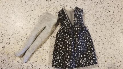 PolkaDot Dress w Gray Stockings Back